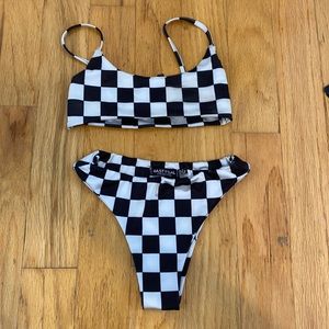 Nastygal checkered high leg bikini set